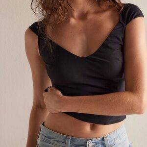 Free people barely there tee black size L women’s